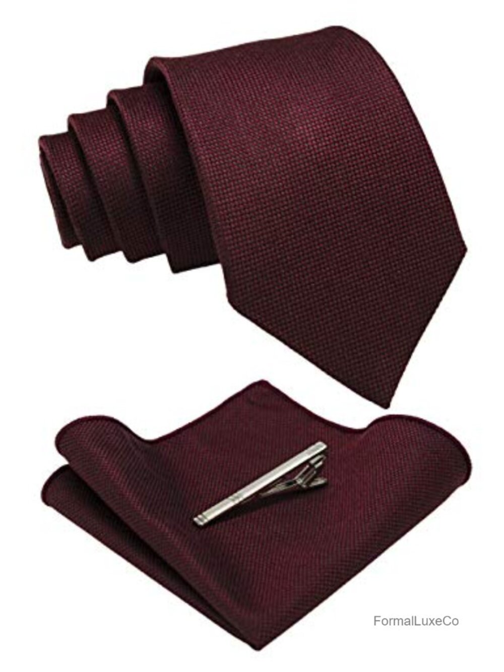 Wool Blend Tie Set with Pocket Square and Tie Clip for Men